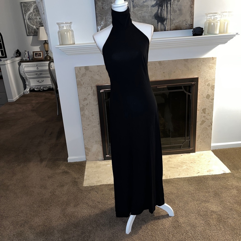 High Turtleneck Halter Gown